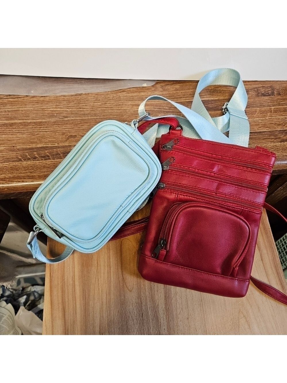 2 Bag Crossbody Special in Baby Blue and Red